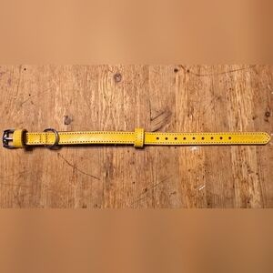 Yellow Leather Dog Collar